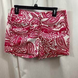 Anthropologie Kenji Chino Shorts Paisley Pink White Clasp Close